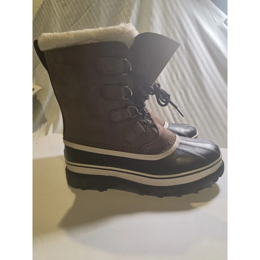 Sorel Caribou Waterproof Insulated Snow Boots Men's Brown Lace-Up Round Toe 9.5